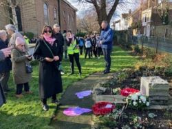Linda laying a tribute at the Holocaust Day Linda laying a tribute at the Holocaust Day